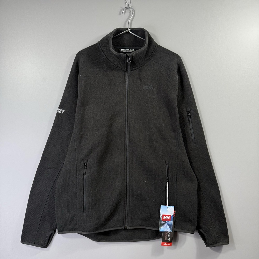 NWT Helly Hansen Varde Fleece Jacket Mens XL Black Full Zip Polartec Outdoor